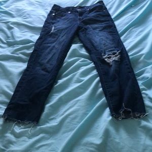 Cropped ripped jeans